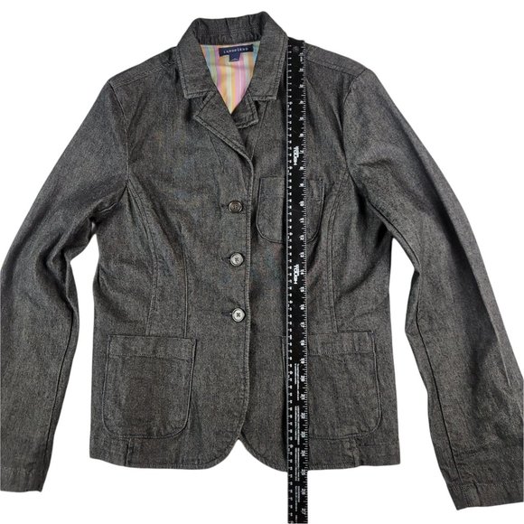 LANDS' END Women's Jean Jacket Size 10 Washed Black Denim - Picture 7 of 7